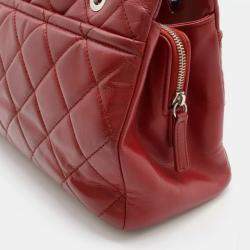 Chanel Red Leather Matelasse Caviar Skin Coco Mark Chain Tote Bag