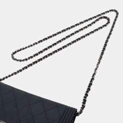 Chanel Navy Leather Boy Chanel Chain Long Wallet Bag