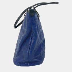 Chanel Navy Black Matelasse Quilted Tote Bag