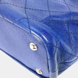 Chanel Navy Black Matelasse Quilted Tote Bag