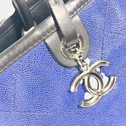 Chanel Navy Black Matelasse Quilted Tote Bag