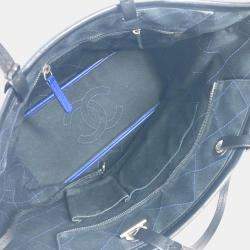Chanel Navy Black Matelasse Quilted Tote Bag