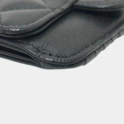 Chanel Black Caviar Skin Coco Mark Matelasse Classic Zip Business Card Holder
