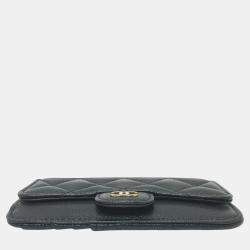 Chanel Black Caviar Skin Coco Mark Matelasse Classic Zip Business Card Holder