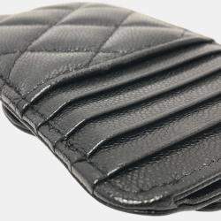 Chanel Black Caviar Skin Coco Mark Matelasse Classic Zip Business Card Holder