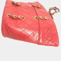 Pre Owned Chanel Red Gold vintage Chain Shoulder Bag