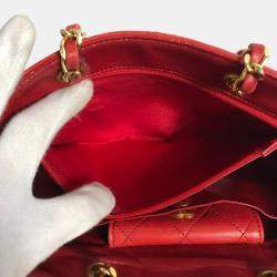 Pre Owned Chanel Red Gold vintage Chain Shoulder Bag
