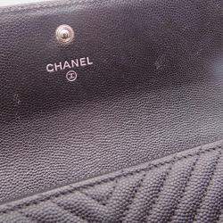 Chanel black caviar leather Boy long wallet