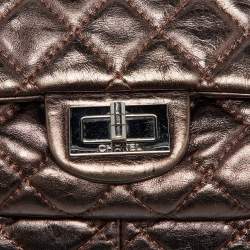 Chanel Metallic Bronze Quilted Leather Classic Flap Shopping Tote