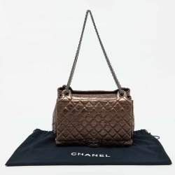 Chanel Metallic Bronze Quilted Leather Classic Flap Shopping Tote