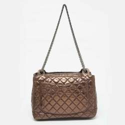Chanel Metallic Bronze Quilted Leather Classic Flap Shopping Tote