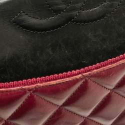 Chanel Burgundy/Black Quilted Leather and Canvas Medium Ballerine Flap Bag