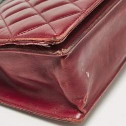 Chanel Burgundy/Black Quilted Leather and Canvas Medium Ballerine Flap Bag