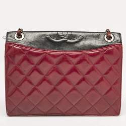 Chanel Burgundy/Black Quilted Leather and Canvas Medium Ballerine Flap Bag