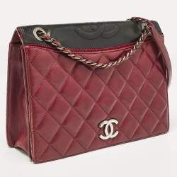 Chanel Burgundy/Black Quilted Leather and Canvas Medium Ballerine Flap Bag