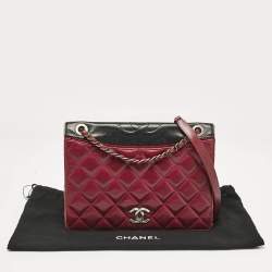 Chanel Burgundy/Black Quilted Leather and Canvas Medium Ballerine Flap Bag