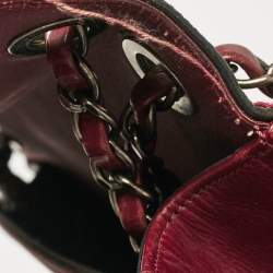 Chanel Burgundy/Black Quilted Leather and Canvas Medium Ballerine Flap Bag