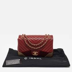 Pre Owned Chanel Red Quilted Leather Mini Rock The Corner Flap Bag