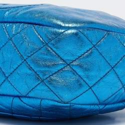 Pre Owned Chanel Blue Glazed Leather Modern Chain Camera Bag