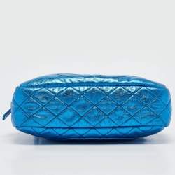 Pre Owned Chanel Blue Glazed Leather Modern Chain Camera Bag