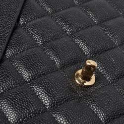 Pre Owned Chanel Black Quilted Caviar Leather Maxi Classic Double Flap Bag