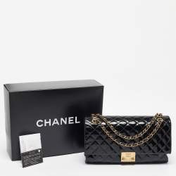 Pre Owned Chanel Black Quilted Patent and Leather Pagoda Accordion Flap Bag