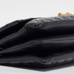 Pre Owned Chanel Black Quilted Patent and Leather Pagoda Accordion Flap Bag