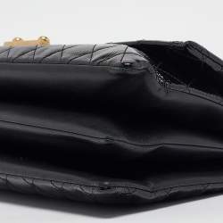 Pre Owned Chanel Black Quilted Patent and Leather Pagoda Accordion Flap Bag