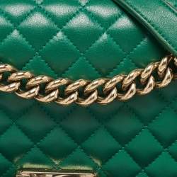 Chanel Green Quilted Leather Medium Boy Flap Bag