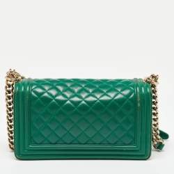 Chanel Green Quilted Leather Medium Boy Flap Bag