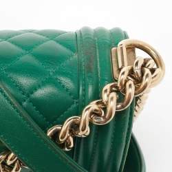 Chanel Green Quilted Leather Medium Boy Flap Bag