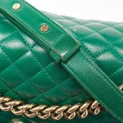 Chanel Green Quilted Leather Medium Boy Flap Bag