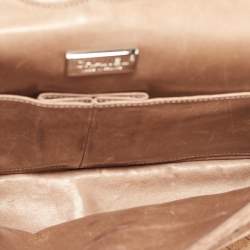 Pre Owned Chanel Brown Python Leather Medium Classic Double Flap Bag