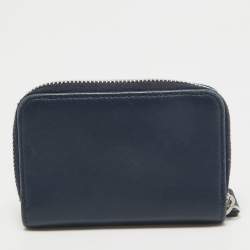 Chanel Blue/Silver Leather CC Zip Coin Purse