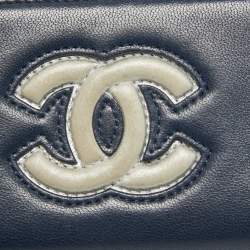 Chanel Blue/Silver Leather CC Zip Coin Purse
