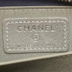 Chanel Blue/Silver Leather CC Zip Coin Purse
