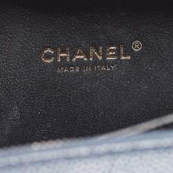 Chanel Navy Blue/Black Quilted Caviar Leather Small CC Filigree Vanity Case Bag