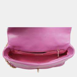 Pre Owned  Chanel Violet Leather Quilted Small 19 Shoulder Bag