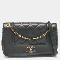 Pre Owned Chanel Black Quilted Leather Mademoiselle Vintage Flap Bag