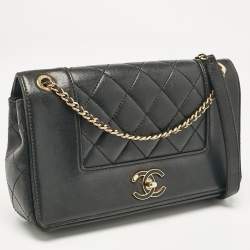 Pre Owned Chanel Black Quilted Leather Mademoiselle Vintage Flap Bag