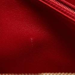 Pre Owned Chanel Red Quilted Caviar Leather Medium CC Filigree Vanity Case Bag