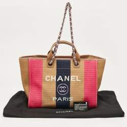 مملوكة مسبقًا Chanel Multicolor Raffia and Leather Large Stripe Deauville Tote