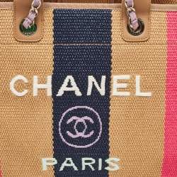 مملوكة مسبقًا Chanel Multicolor Raffia and Leather Large Stripe Deauville Tote