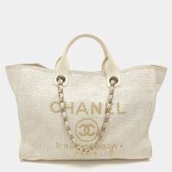 Chanel Cream Tweed and Leather Deauville Tote