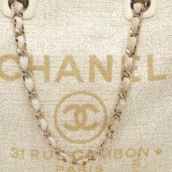 Chanel Cream Tweed and Leather Deauville Tote