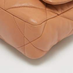 Pre Owned Chanel Dark Beige Quilted Leather Small 19 Flap Bag
