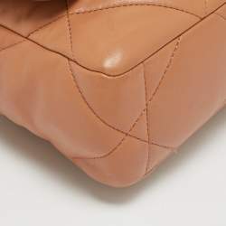 Pre Owned Chanel Dark Beige Quilted Leather Small 19 Flap Bag
