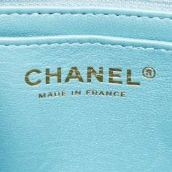 Pre Owned Chanel Blue Ombre Quilted Leather Mini Rectangular Flap Bag
