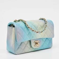 Pre Owned Chanel Blue Ombre Quilted Leather Mini Rectangular Flap Bag