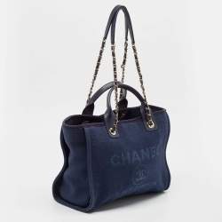 Chanel Navy Blue Canvas Medium Deauville Shopper Tote